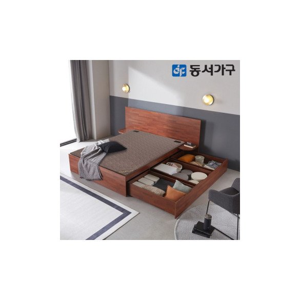멀바우 대용량 수납형 황토숯 침대 싱글 / 퀸 스탠다드 흙침대 수납침대 서랍침대 사은 행사 